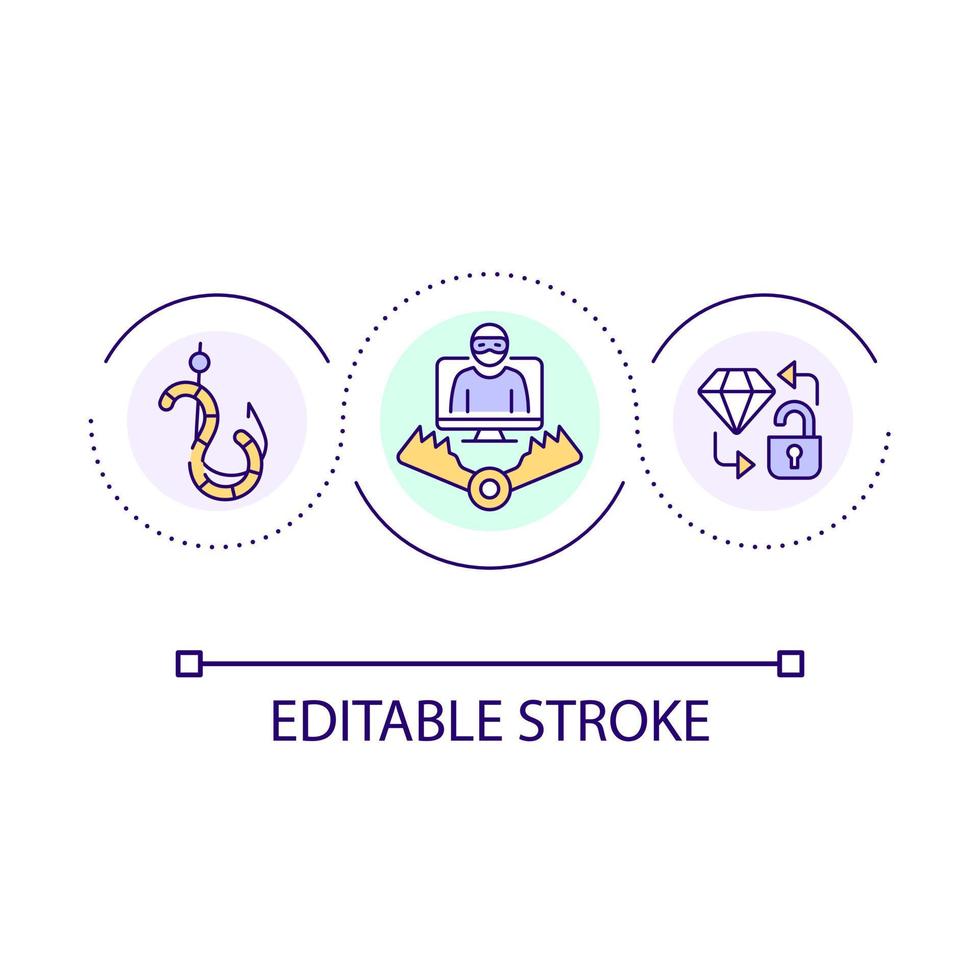 Lure victim loop concept icon. Cyber traps. Social engineering attacks. Phishing tricks abstract idea thin line illustration. Isolated outline drawing. Editable stroke vector