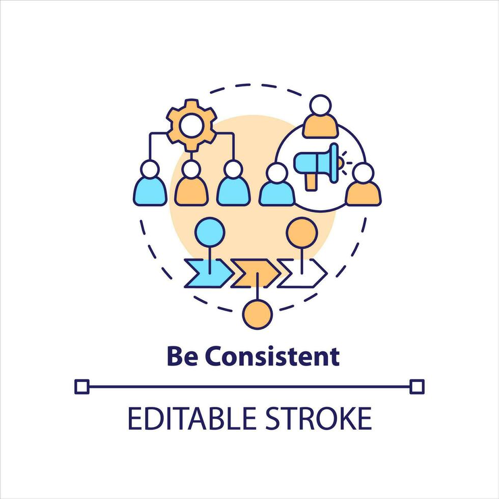 Be consistent concept icon. Keep audiences engaged. Post content regularly. SMM plan abstract idea thin line illustration. Isolated outline drawing. Editable stroke vector