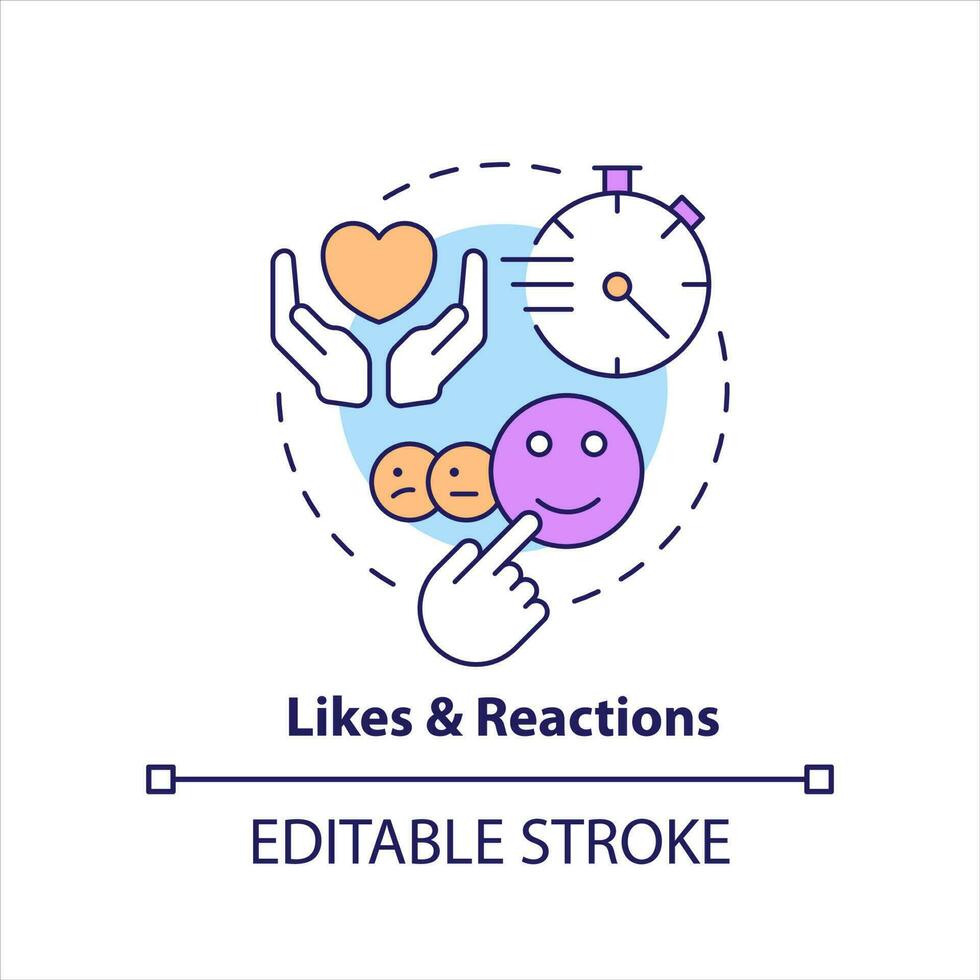 Likes and reaction concept icon. Social media interaction. Quick expression abstract idea thin line illustration. Isolated outline drawing. Editable stroke vector