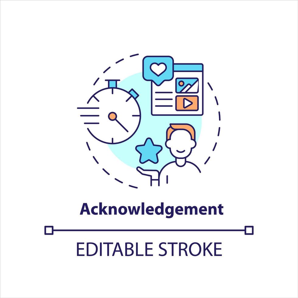 Acknowledgement concept icon. Like social media post. Express approval. Positive abstract idea thin line illustration. Isolated outline drawing. Editable stroke vector