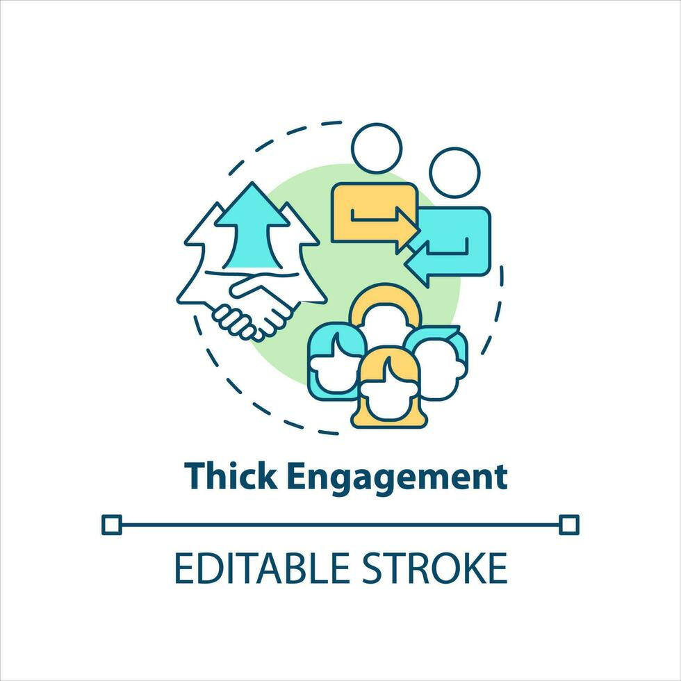 Thick engagement concept icon. Encourage participation. Small-group discussion abstract idea thin line illustration. Isolated outline drawing. Editable stroke vector