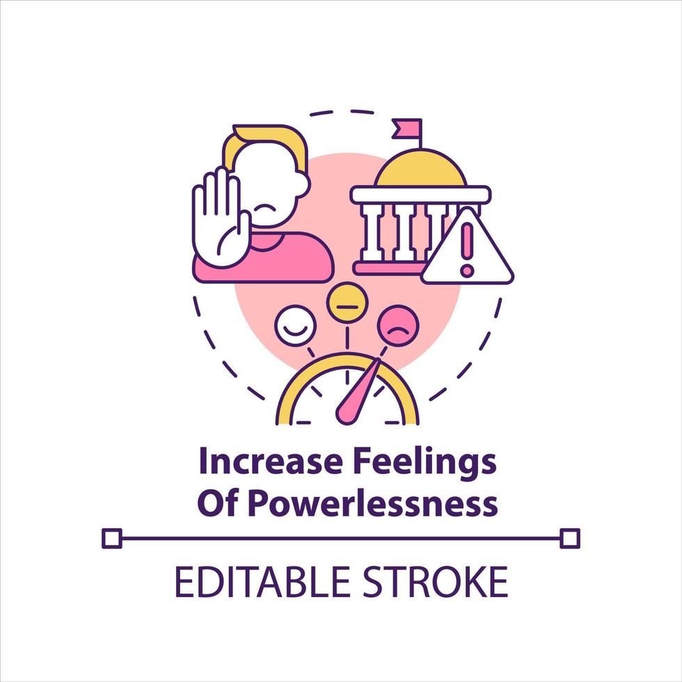 Increase feelings of powerlessness concept icon. Ineffective convincement abstract idea thin line illustration. Isolated outline drawing. Editable stroke vector