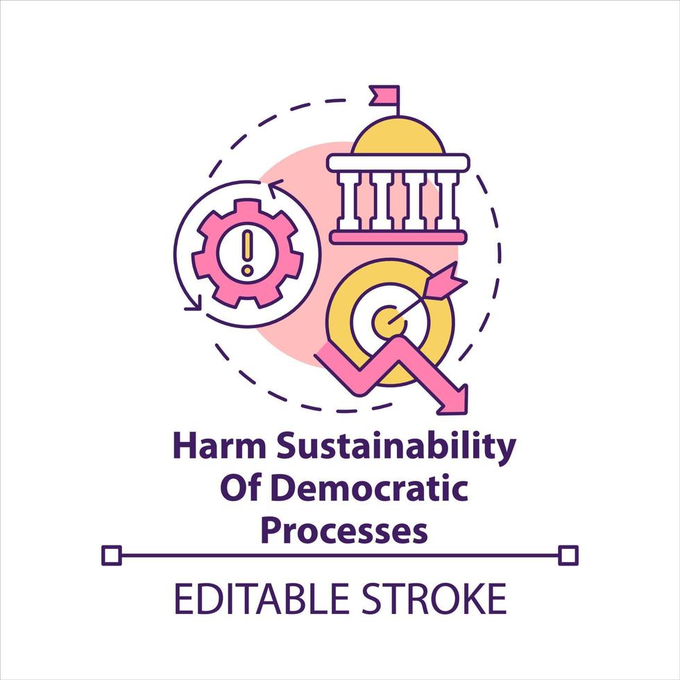 Harm sustainability of democratic processes concept icon. Low public policy quality abstract idea thin line illustration. Isolated outline drawing. Editable stroke vector