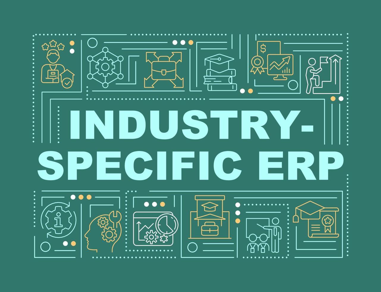 Industry specific ERP word concepts green banner. Education. Infographics with editable icons on color background. Isolated typography. Vector illustration with text