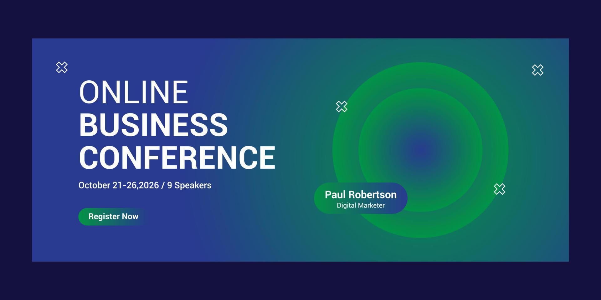 Business conference web banner template vector