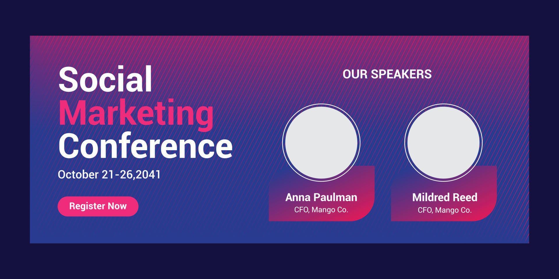 Business conference web banner template vector