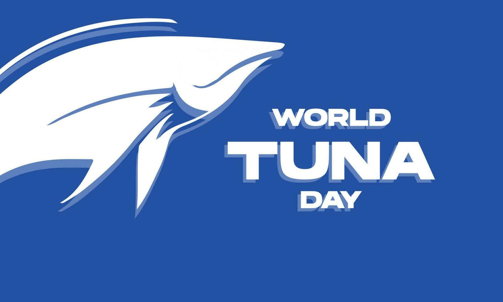 World tuna day with tuna fish illustration isolated on blue background. For Poster, Banner, Card Invitation, Social Media vector