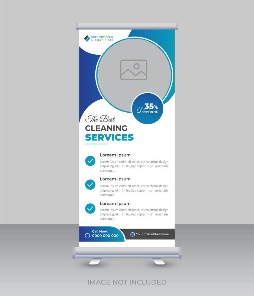 Cleaning service rack card or dl roll up banner template vector