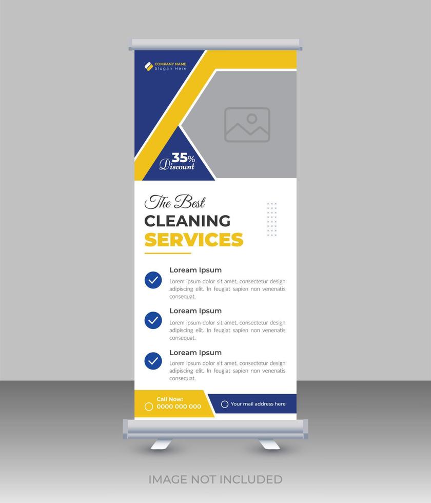 Cleaning services signage banner roll up design template vector