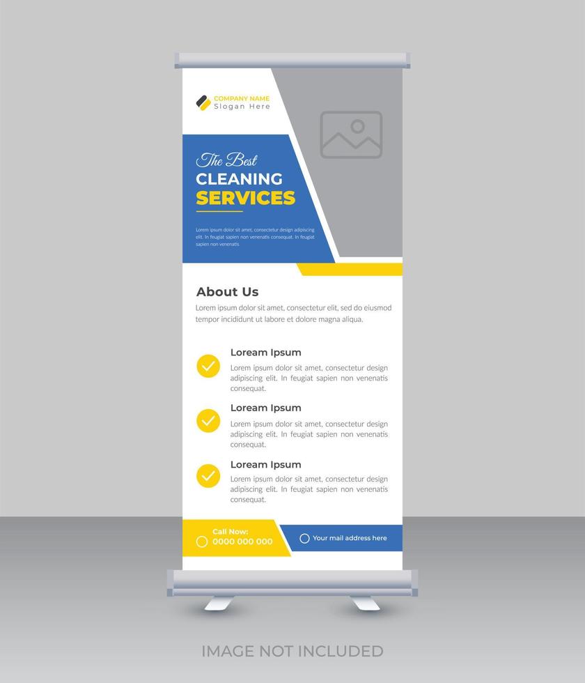 Creative cleaning services business roll up banner design template vector