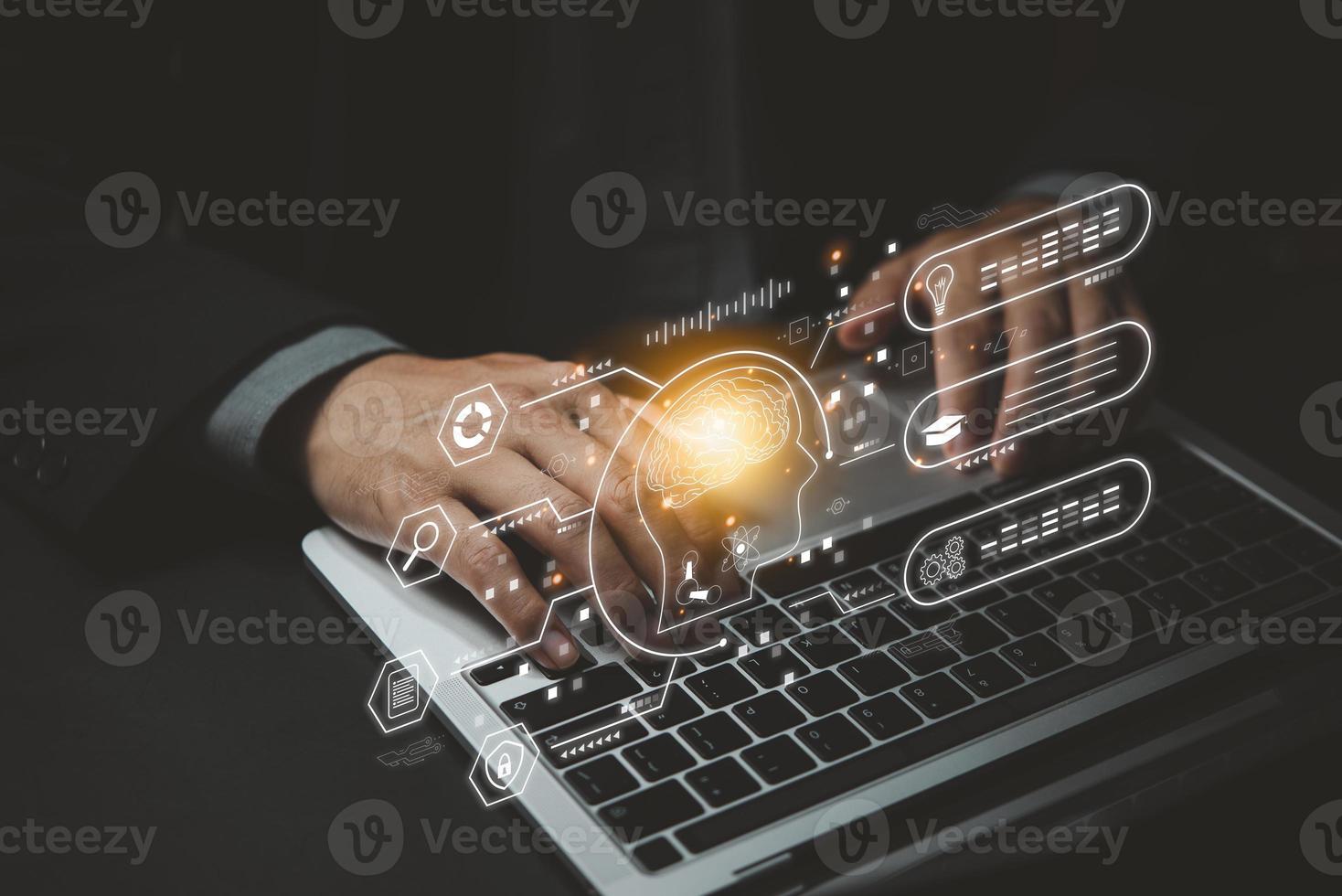 ChatGPT Chat with AI or Artificial Intelligence. Digital chatbot, robot application, OpenAI generate. Futuristic technology. photo