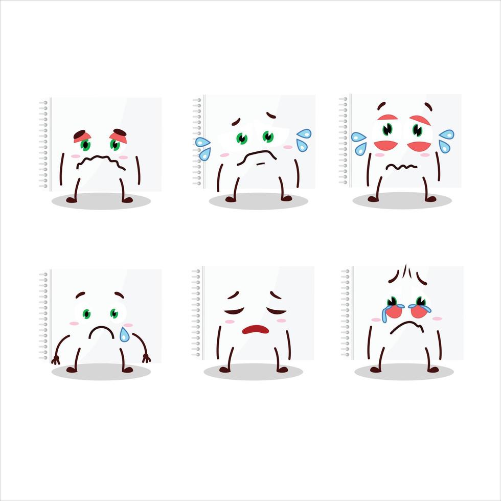 Drawing book cartoon character with sad expression vector