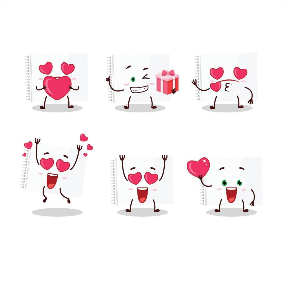 Drawing book cartoon character with love cute emoticon vector