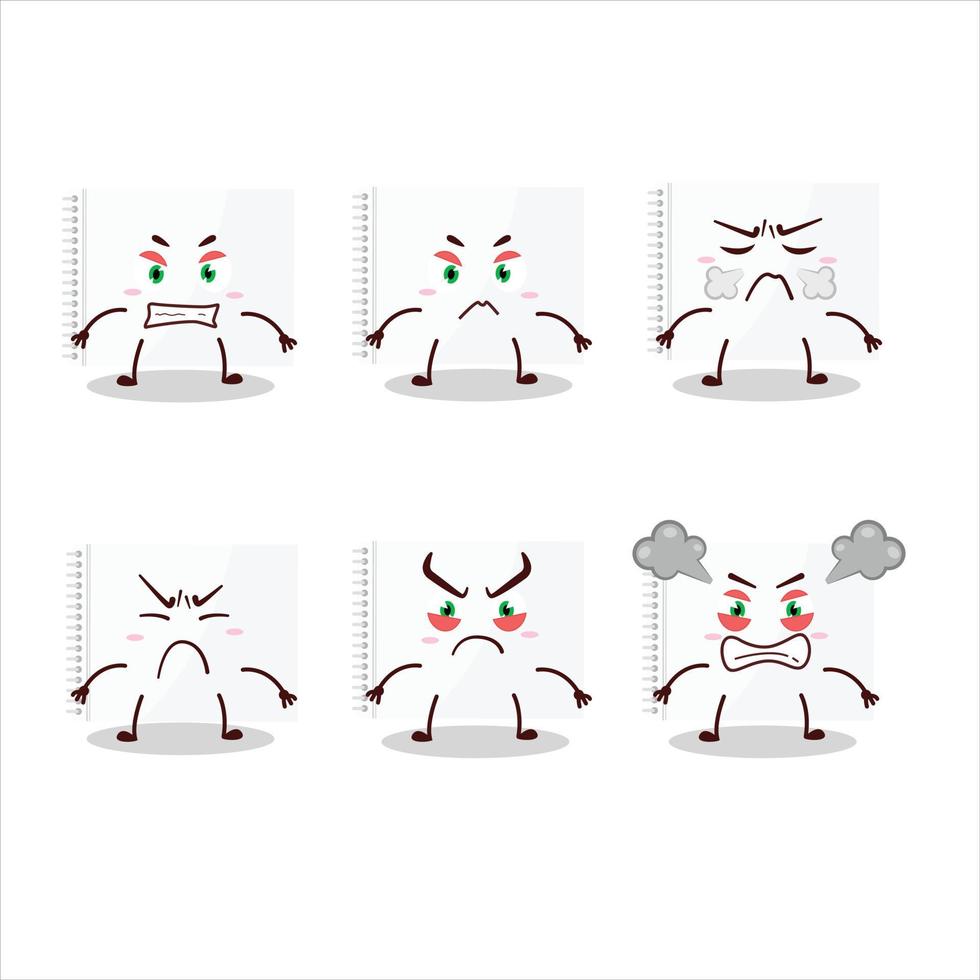 Drawing book cartoon character with various angry expressions vector