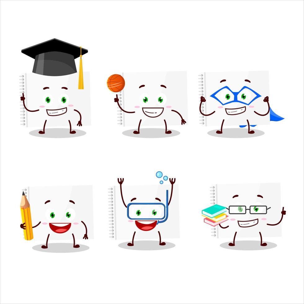 School student of drawing book cartoon character with various expressions vector