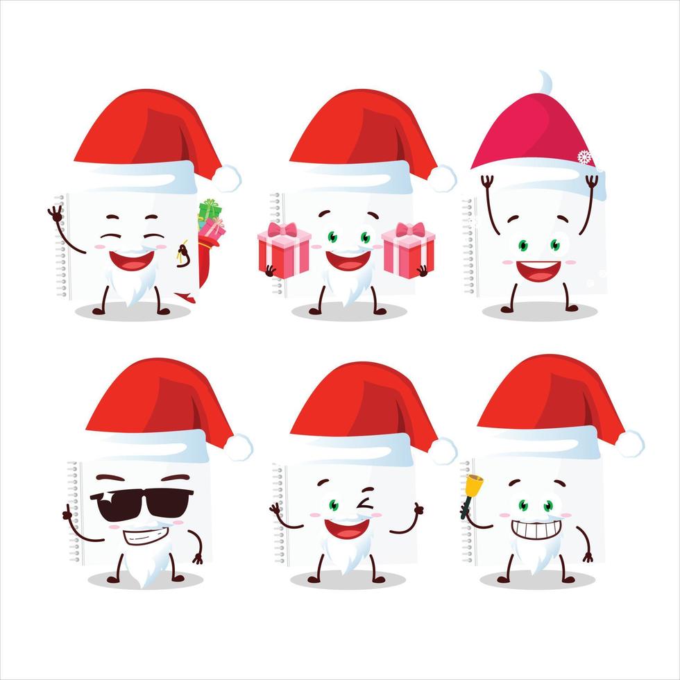 Papa Noel claus emoticones con dibujo libro dibujos animados personaje vector