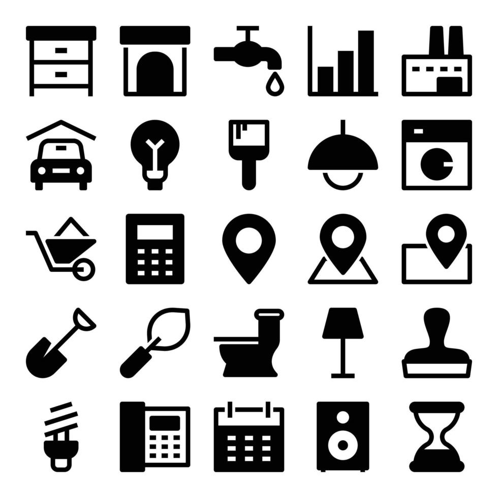 Glyph icons for Real estate. vector