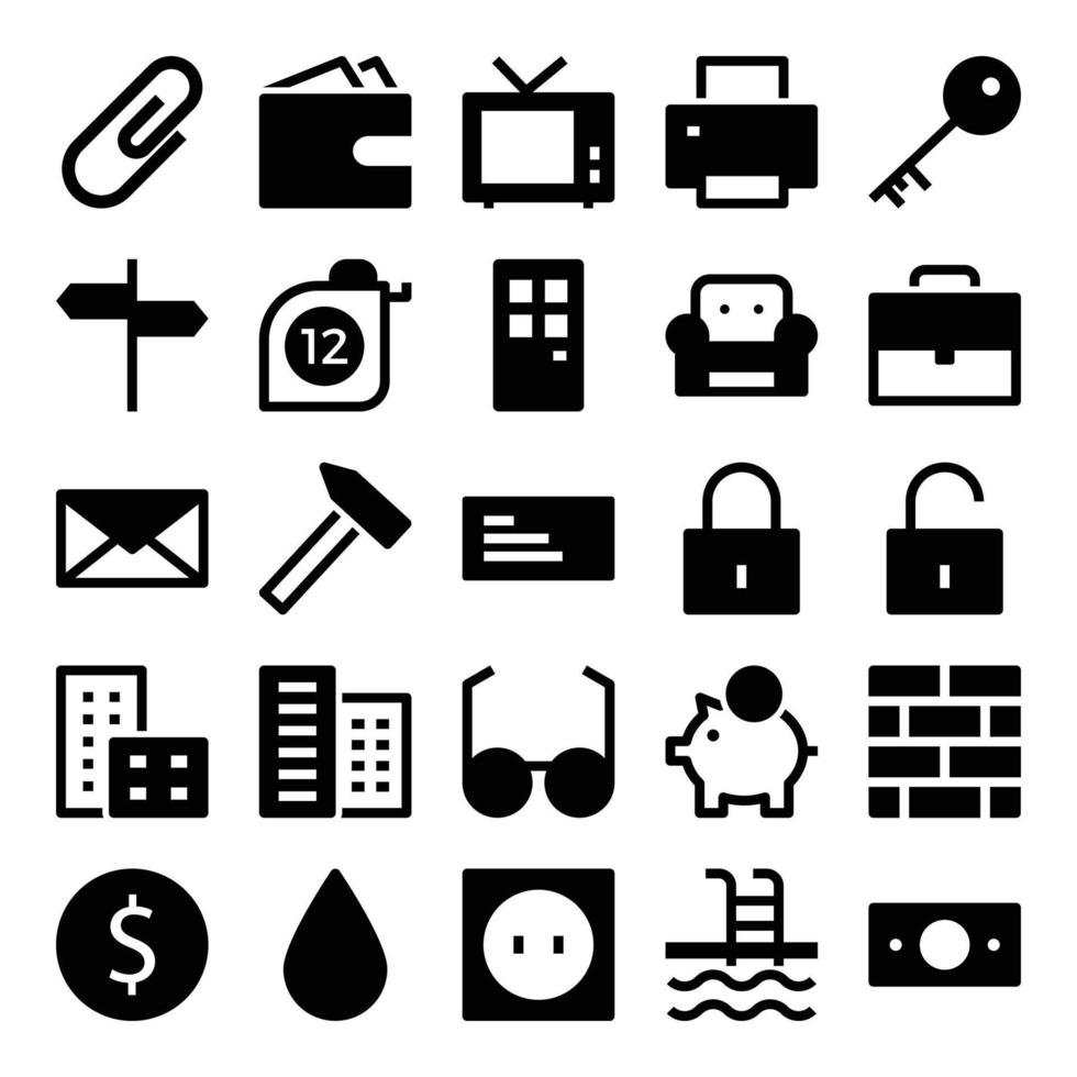 Glyph icons for Real estate. vector