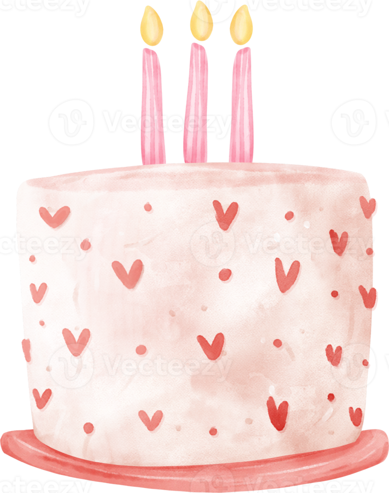 Cute colorful watercolor birthday cake hand painting png