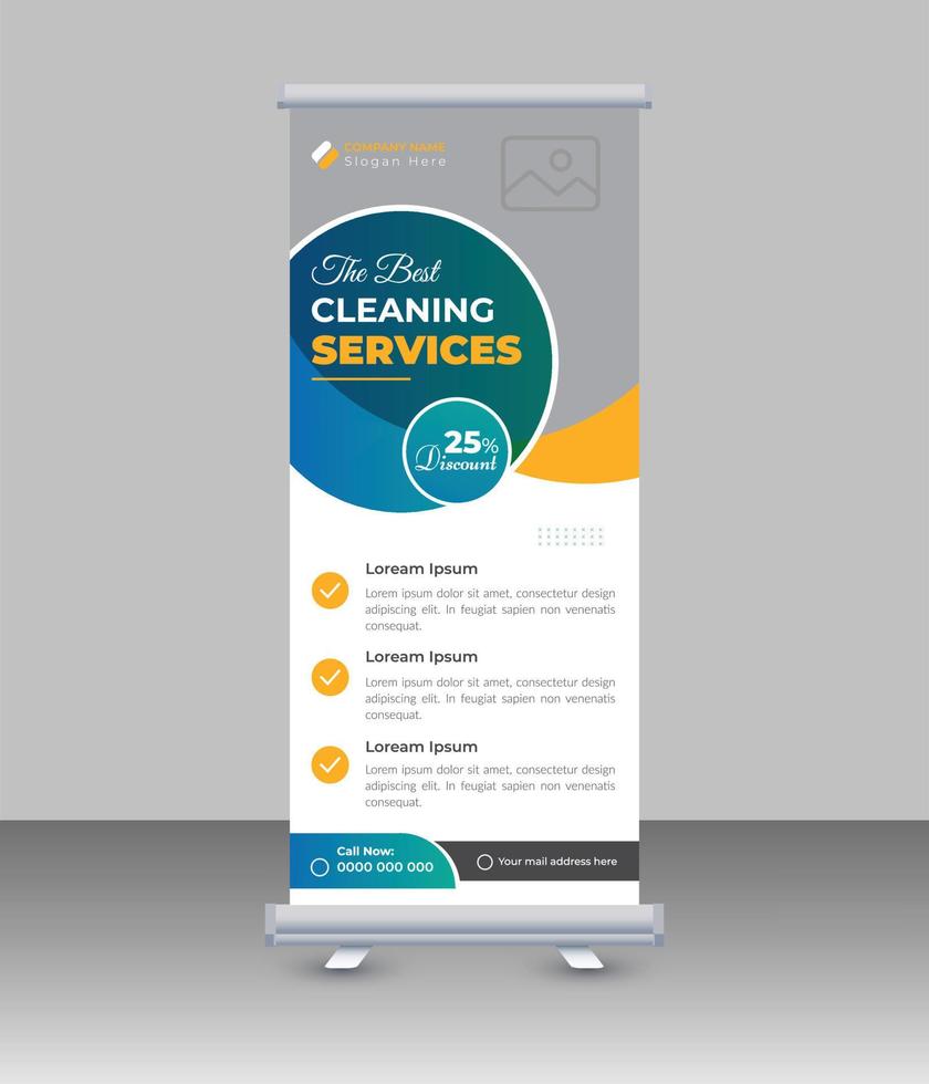 Cleaning services corporate business roll up banner template vector