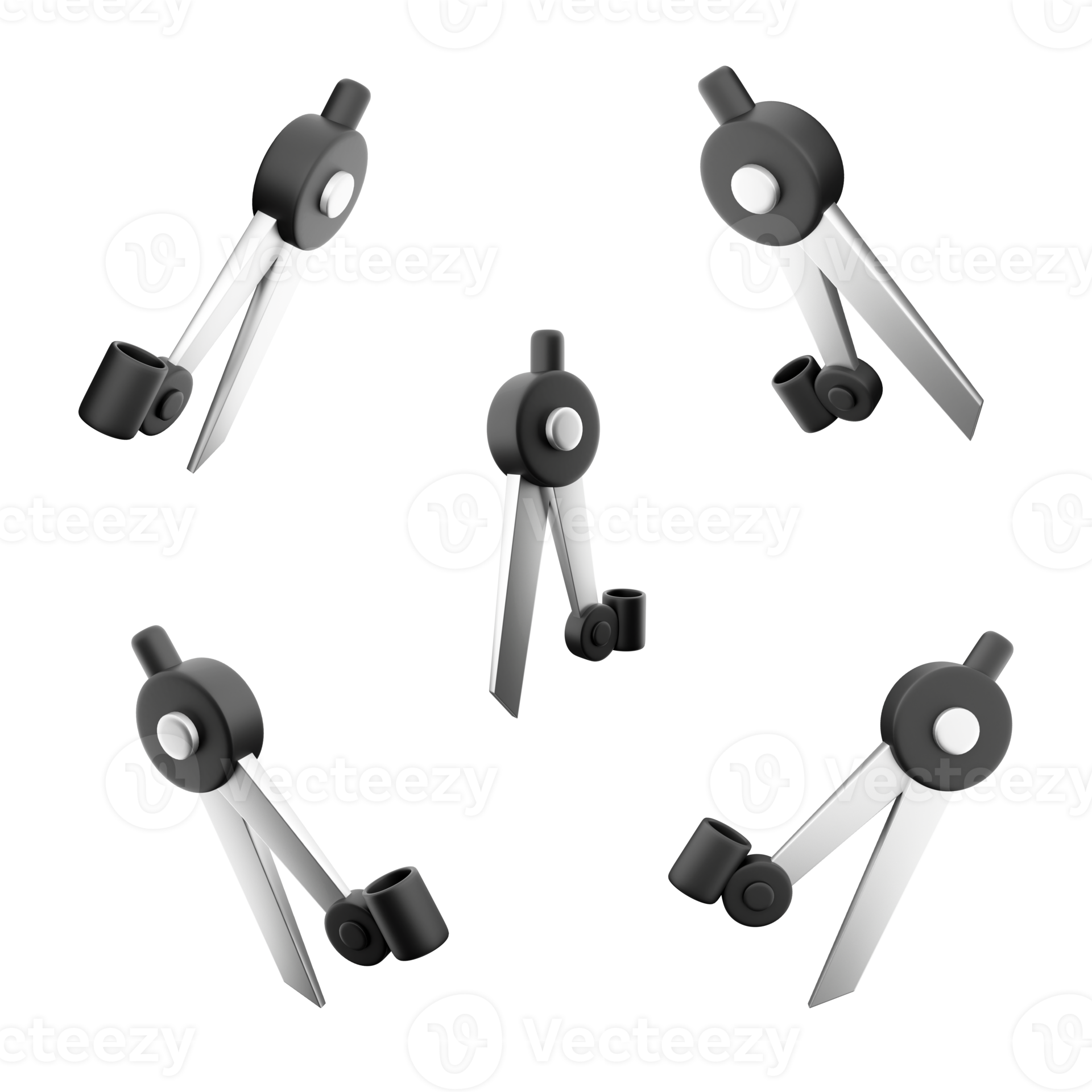 3d rendering drawing circle icon set. 3d render tool for drawing