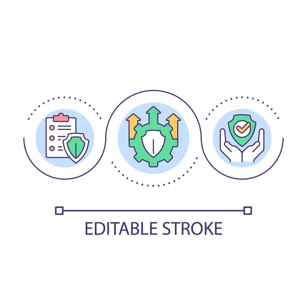 Cultivate safety standard loop concept icon. Organizational culture. Occupational health and security abstract idea thin line illustration. Isolated outline drawing. Editable stroke vector