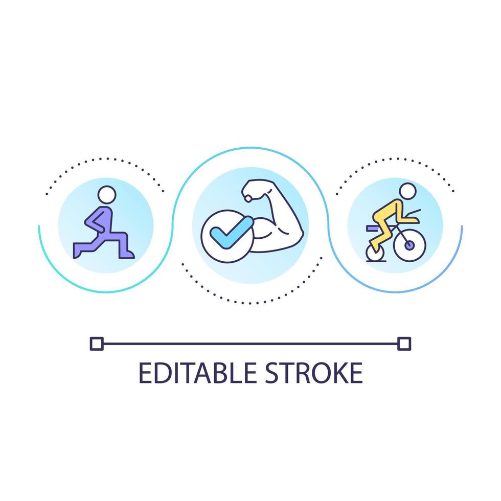 Strengthen muscles loop concept icon. Conditioning exercises. Sports injury prevention tip abstract idea thin line illustration. Isolated outline drawing. Editable stroke vector
