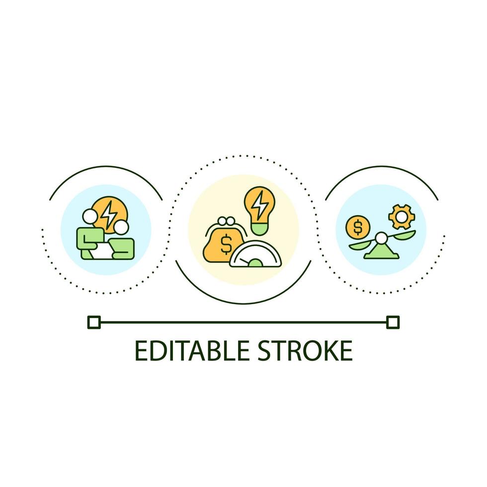 Eco-audit loop concept icon. Energy consumption. Saving electricity usage. Conserve power abstract idea thin line illustration. Isolated outline drawing. Editable stroke vector
