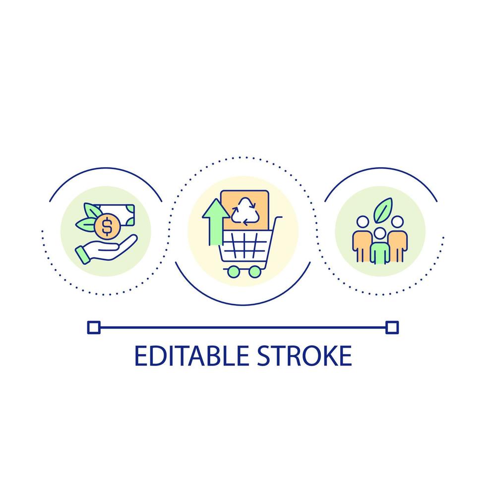 Increase sales loop concept icon. Attract consumers. Eco friendly brand. Sustainable business abstract idea thin line illustration. Isolated outline drawing. Editable stroke vector