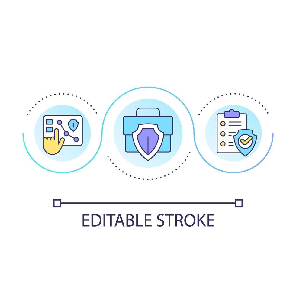 Preventing workplace injury loop concept icon. Employee protection. Minimize risks. Job safety analysis abstract idea thin line illustration. Isolated outline drawing. Editable stroke vector