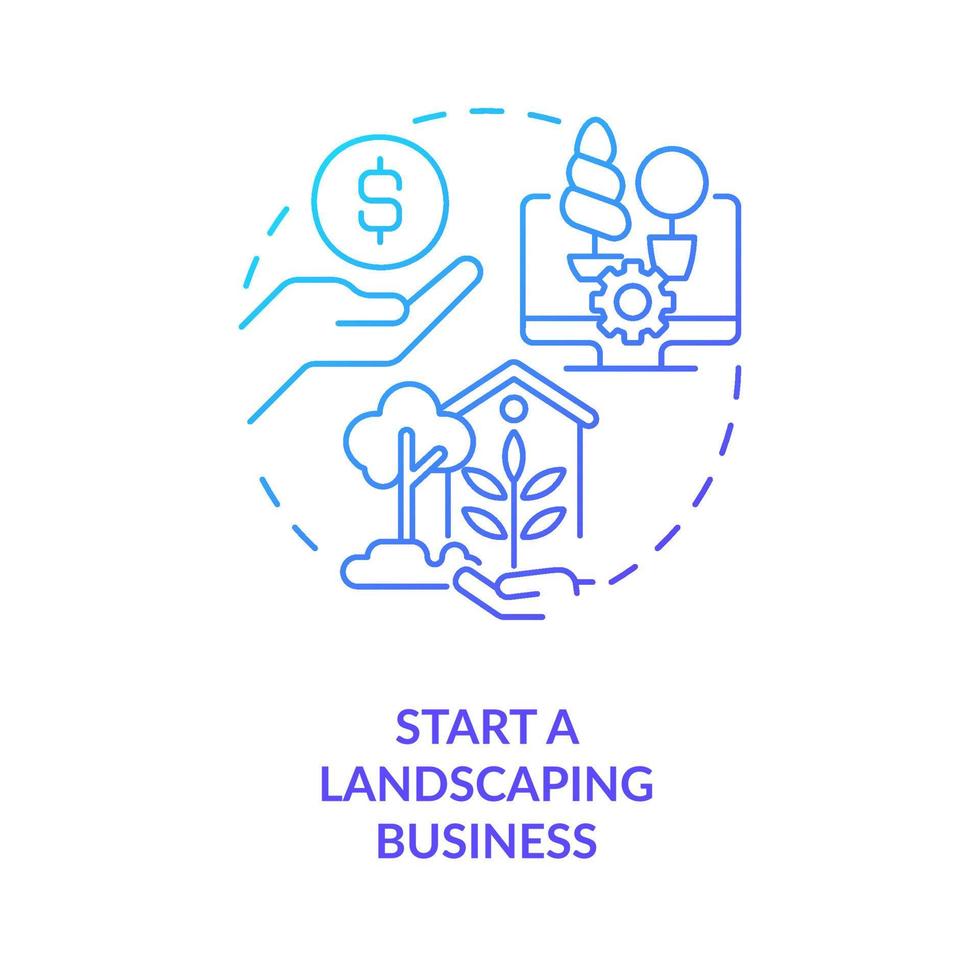 Start landscaping business blue gradient concept icon. Garden design. Growing plants. Remote job for ladies abstract idea thin line illustration. Isolated outline drawing vector
