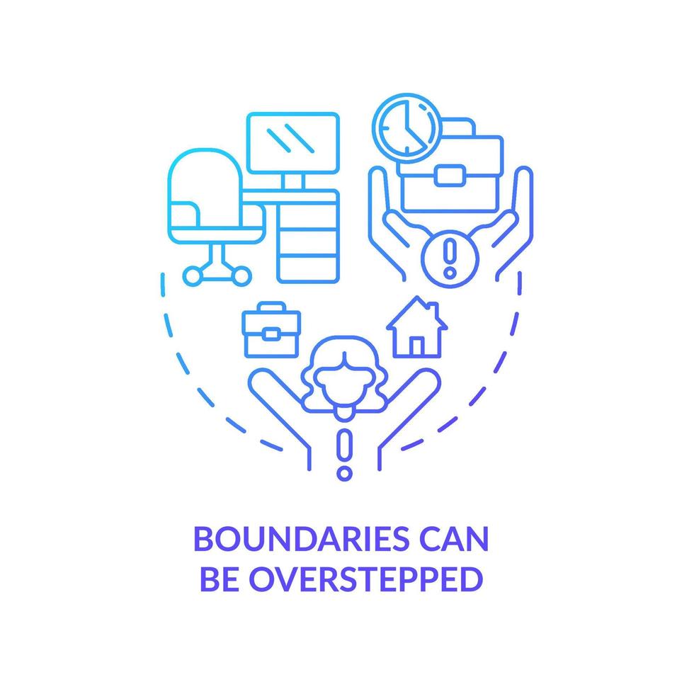 Boundaries can be overstepped blue gradient concept icon. Self employment stress. Working from home challenge abstract idea thin line illustration. Isolated outline drawing vector