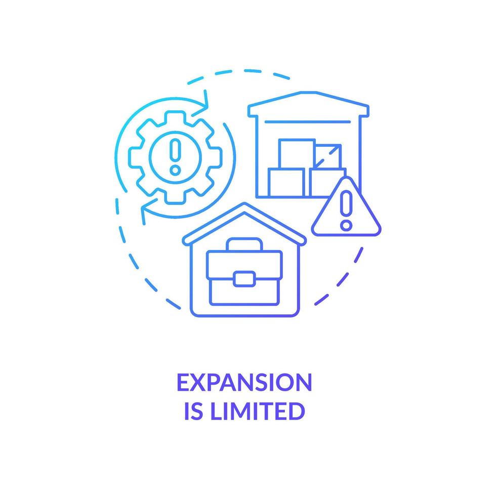 Limited expansion blue gradient concept icon. Business development problem. Home based company challenge abstract idea thin line illustration. Isolated outline drawing vector