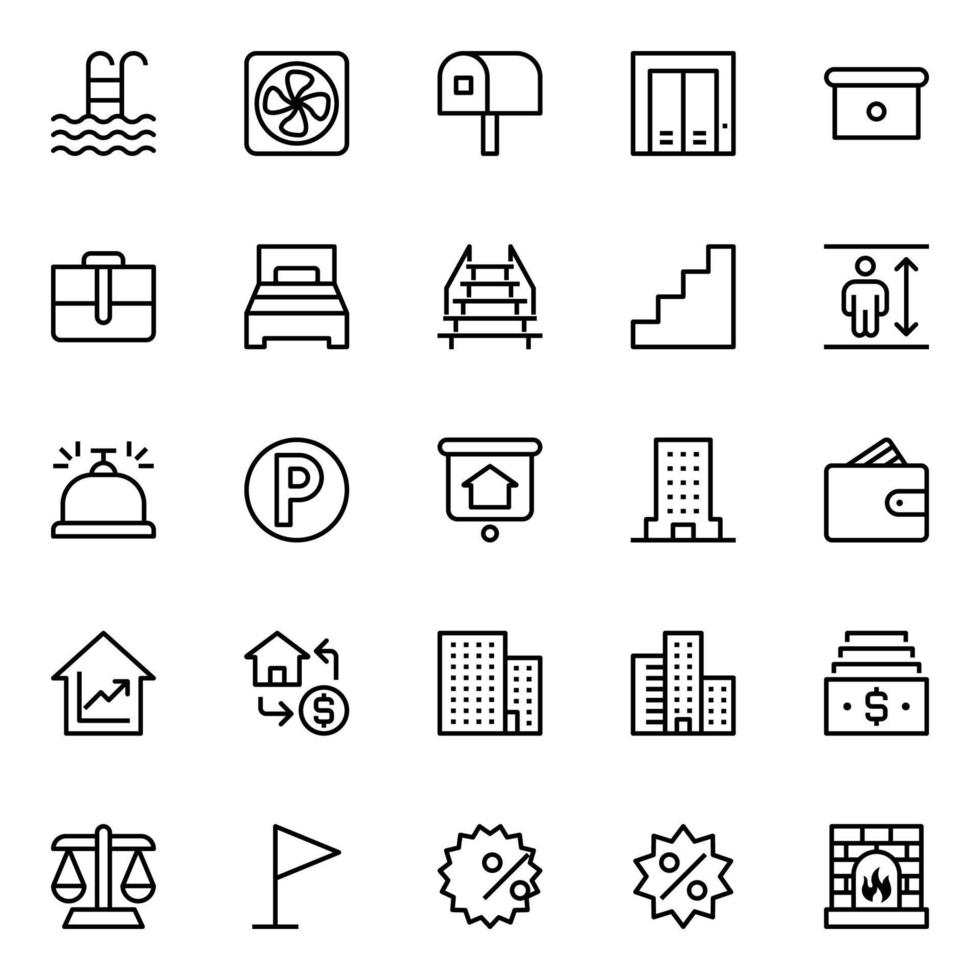 Outline icons for Real estate. vector