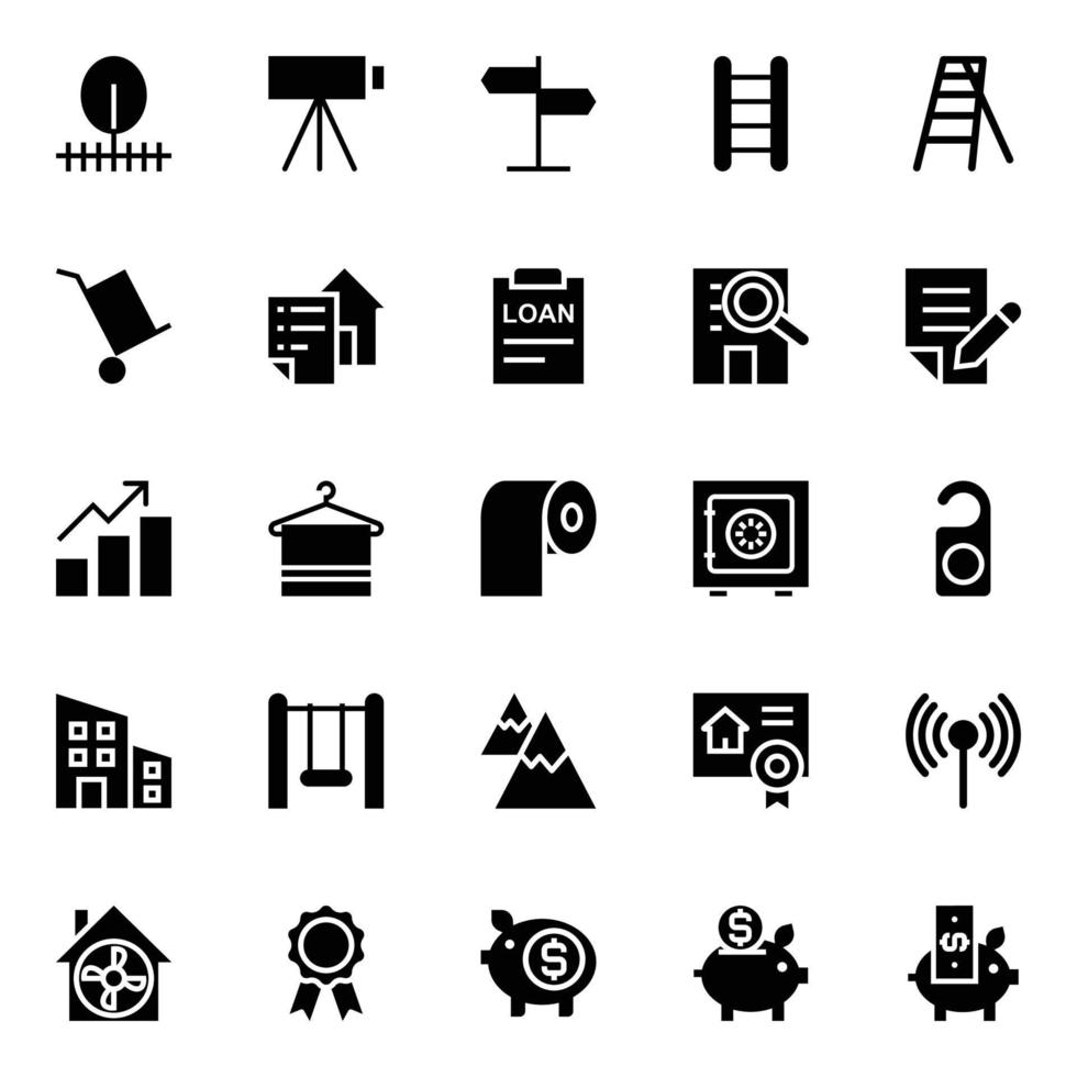 Glyph icons for Real estate. vector