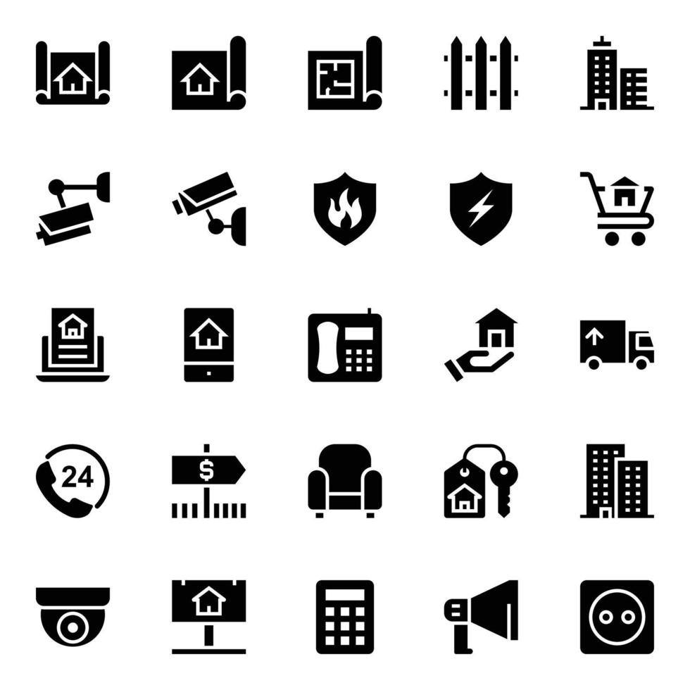 Glyph icons for Real estate. vector