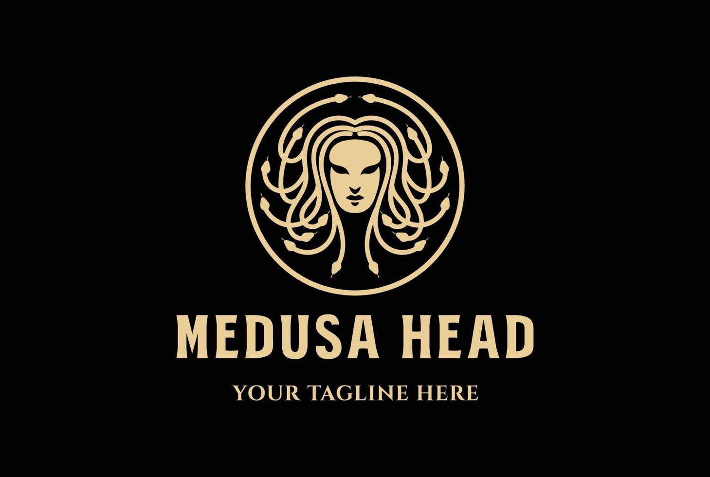 Circular Gorgon Medusa God with Snake Hair Logo Design Inspiration vector