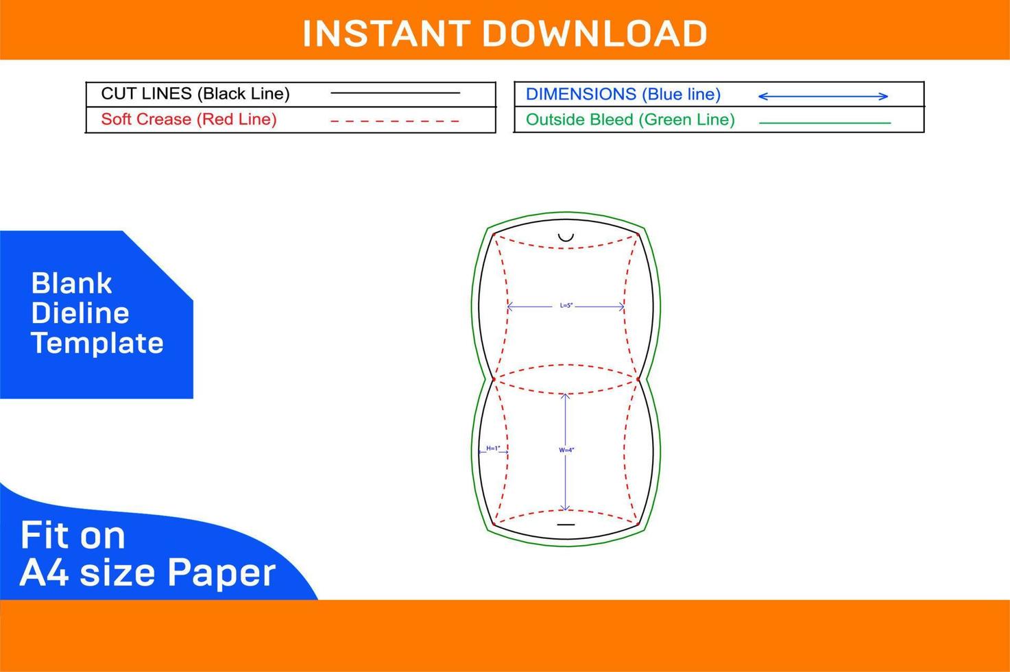 Gift box or Pillow box packaging dieline template and 3D box design Blank dieline template vector