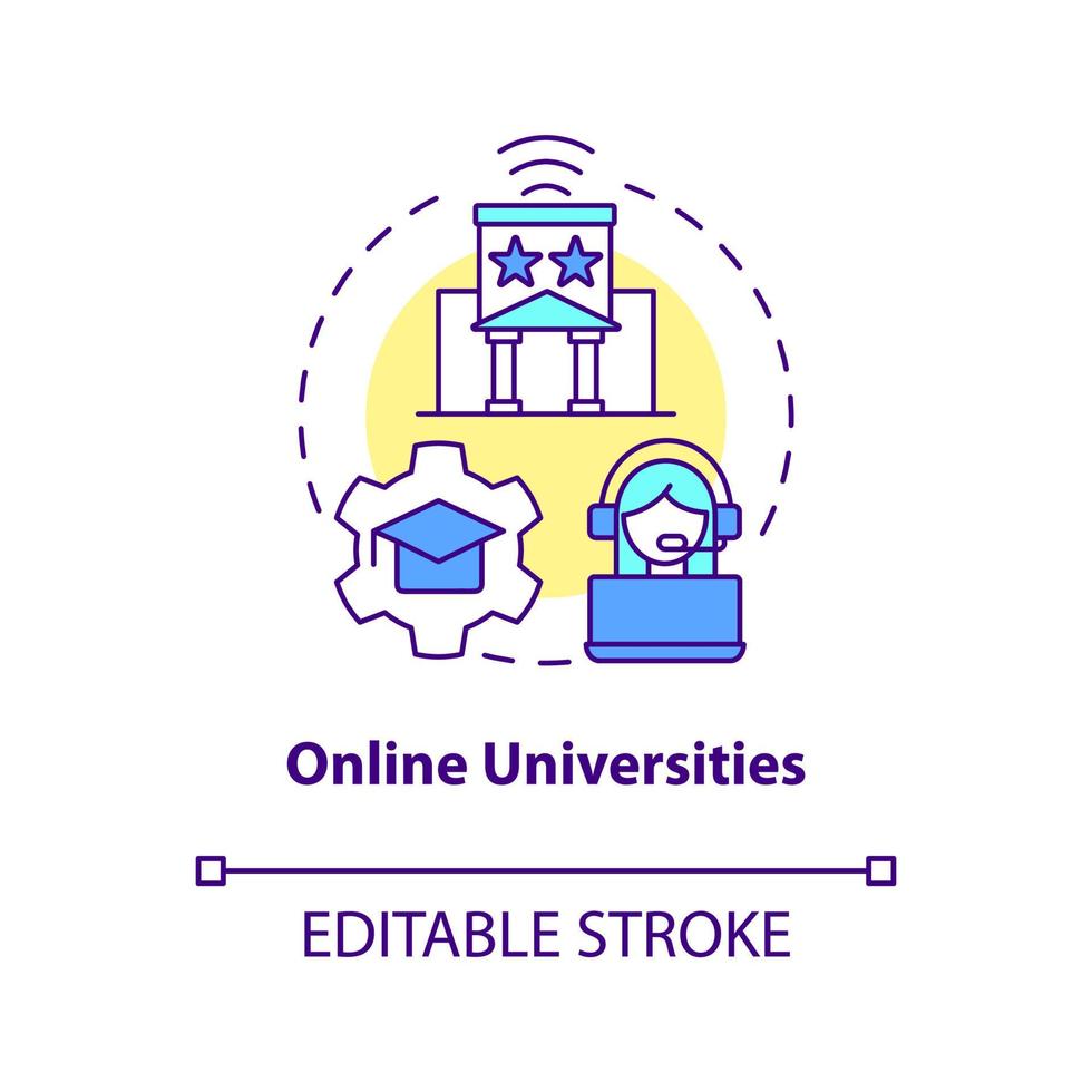 Online universities concept icon. E learning. Educational service provide abstract idea thin line illustration. Isolated outline drawing. Editable stroke vector