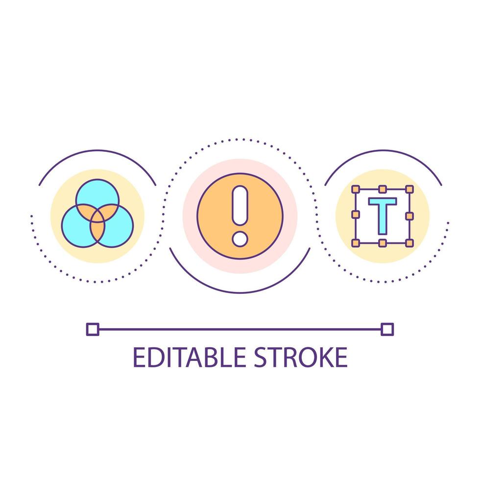 Right typeface and color palette choosing loop concept icon. User interface. App usability. UX design abstract idea thin line illustration. Isolated outline drawing. Editable stroke vector