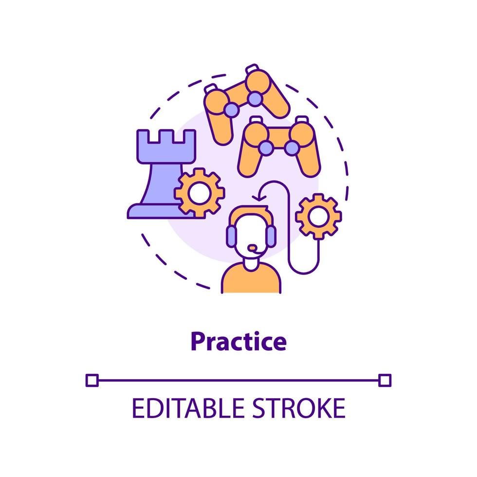Practice concept icon. Live streaming. Online streamer. Getting into esports abstract idea thin line illustration. Isolated outline drawing. Editable stroke vector