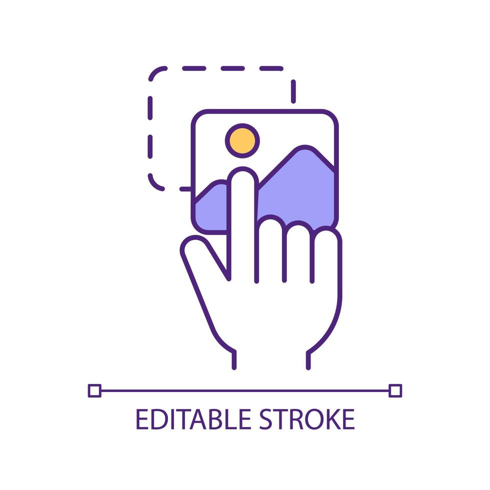Editing photo RGB color icon. Image editor tool. Cut and insert. Website content. Application for computer, smartphone. Isolated vector illustration. Simple filled line drawing. Editable stroke