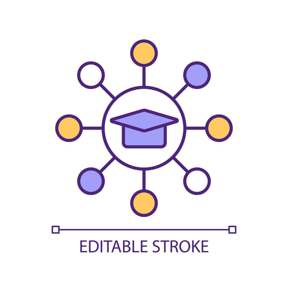 School online network RGB color icon. Learning management system. Innovative approach in education. Online platform. Isolated vector illustration. Simple filled line drawing. Editable stroke