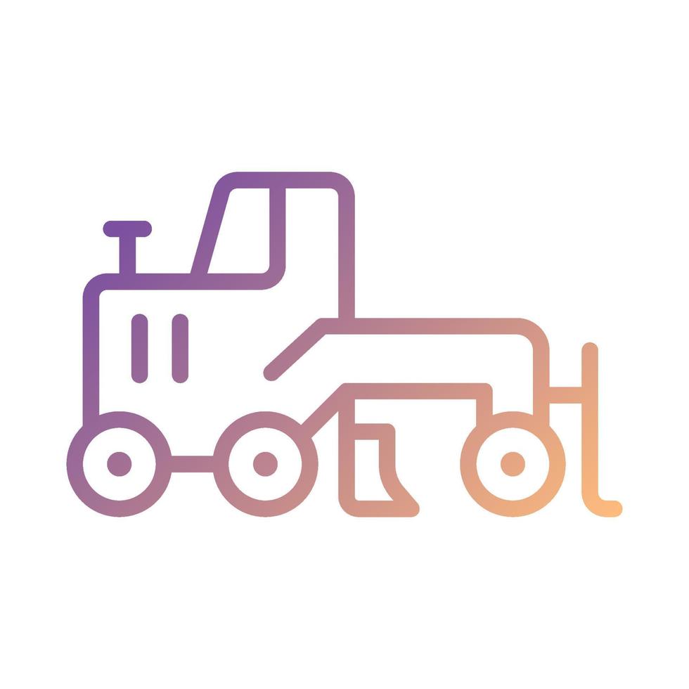 Grader pixel perfect gradient linear vector icon. Creating flat surface. Coal mining equipment. Heavy industry. Thin line color symbol. Modern style pictogram. Vector isolated outline drawing