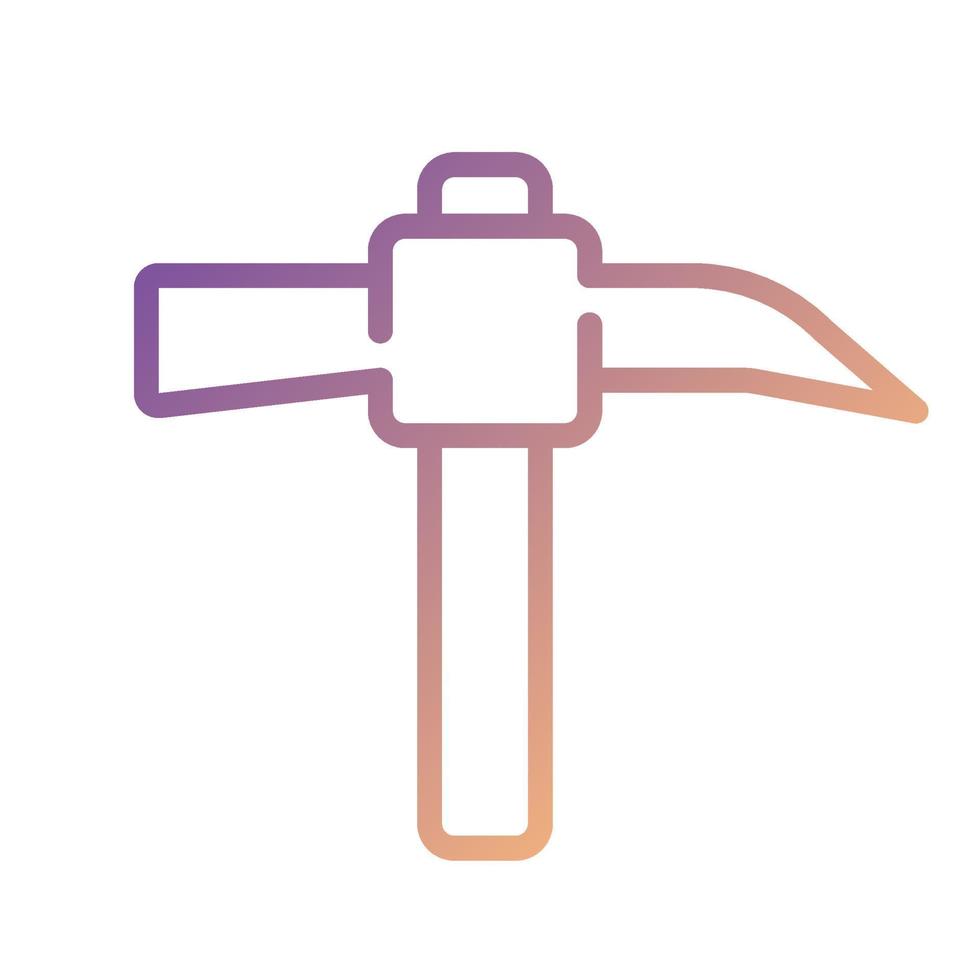 Pickaxe pixel perfect gradient linear vector icon. Manual instruments for miners. Ore extraction. Heavy industry. Thin line color symbol. Modern style pictogram. Vector isolated outline drawing