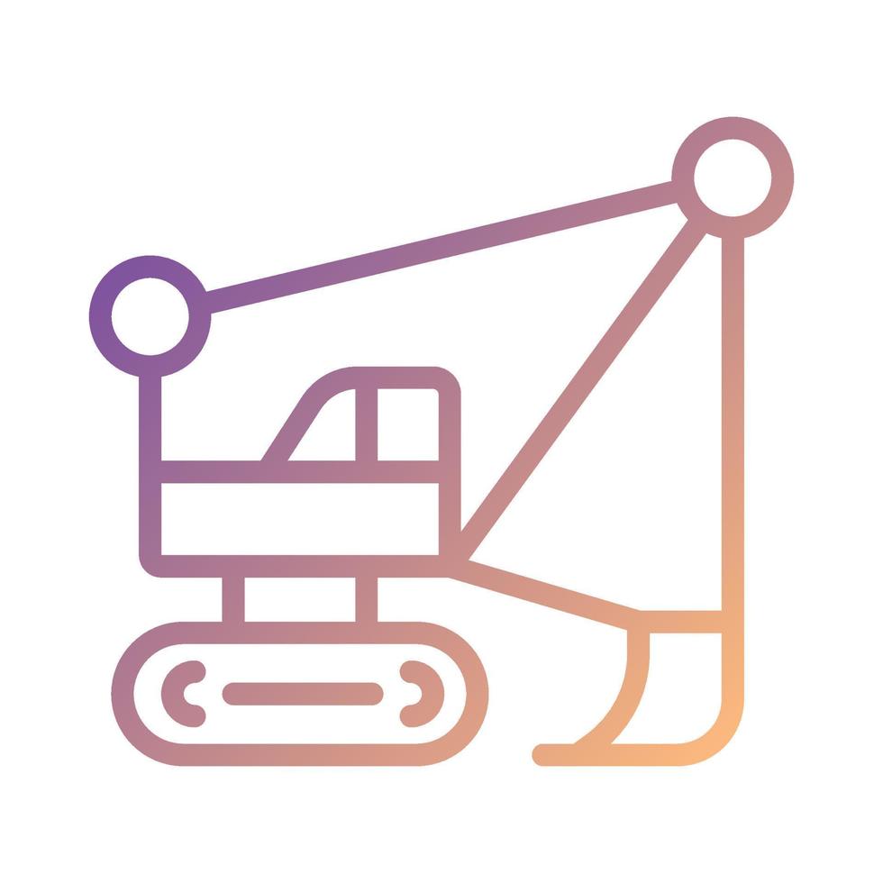 Dragline excavator pixel perfect gradient linear vector icon. Large heavy equipment machine. Strip mining industry. Thin line color symbol. Modern style pictogram. Vector isolated outline drawing