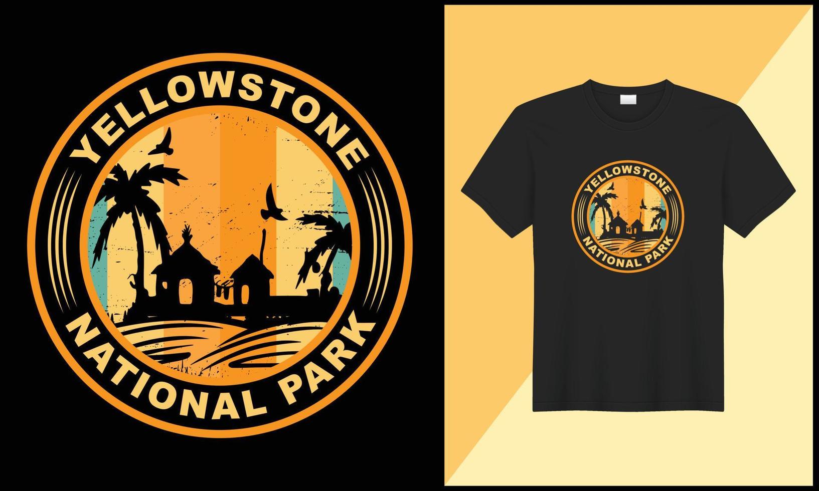 piedra amarilla nacional parque t camisa ilustración retro pueblo vector diseño