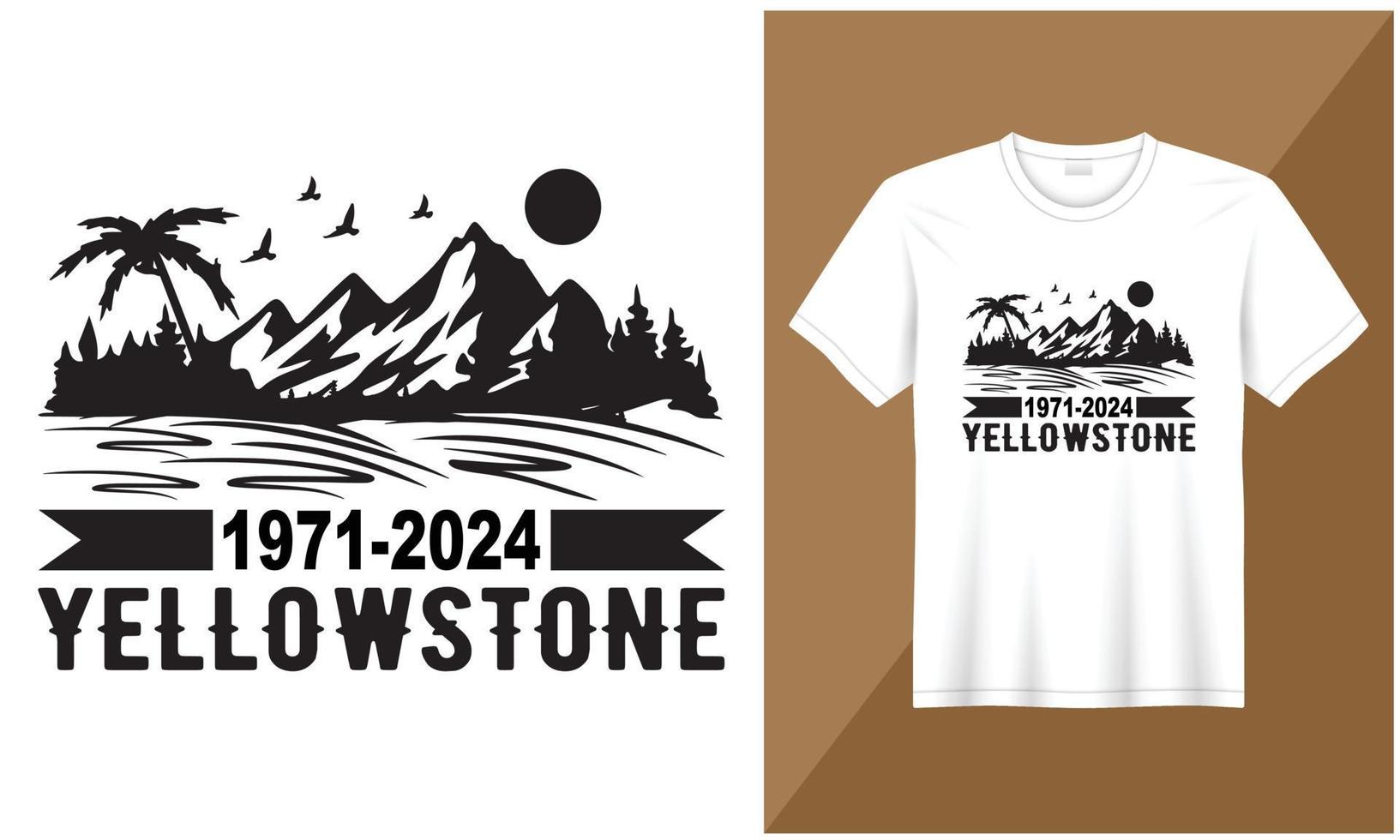 yellostone 1971-2024 illustration retro village vector t shirt design