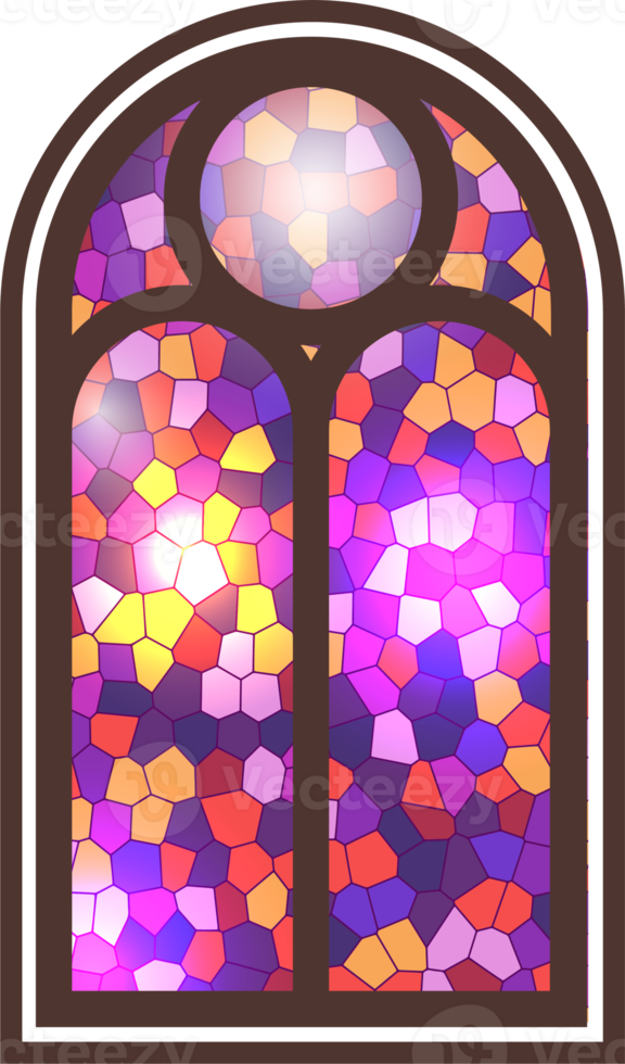 gótico ventana. Clásico manchado vaso Iglesia marco. elemento de tradicional europeo arquitectura png