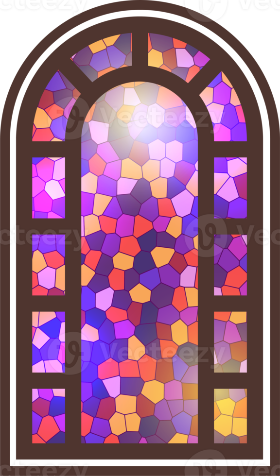 gotik fönster. årgång färgade glas kyrka ram. element av traditionell europeisk arkitektur png